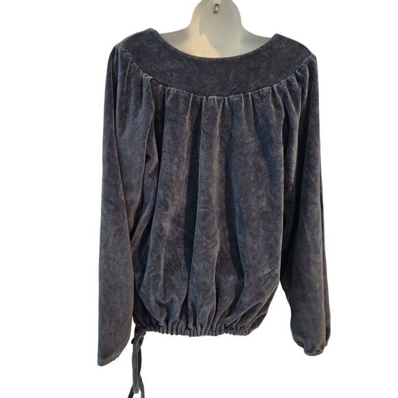 Vintage 70s Levis Womens Blue Velour Long Sleeve Pullover Blouse Shirt M Hippy - Picture 3 of 4